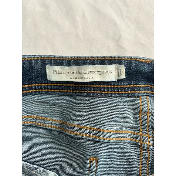Pilcro Embroidered Sequin High Rise Slim Straight Crop Jeans Womens Size 31 Boho - Picture 5 of 12